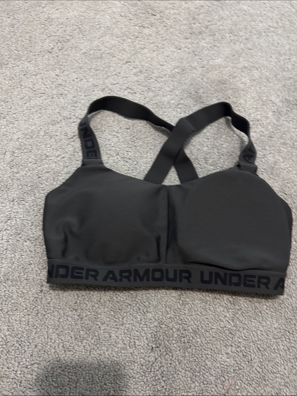 Under Armour Black Crossback Sports Bra with Branded Underband